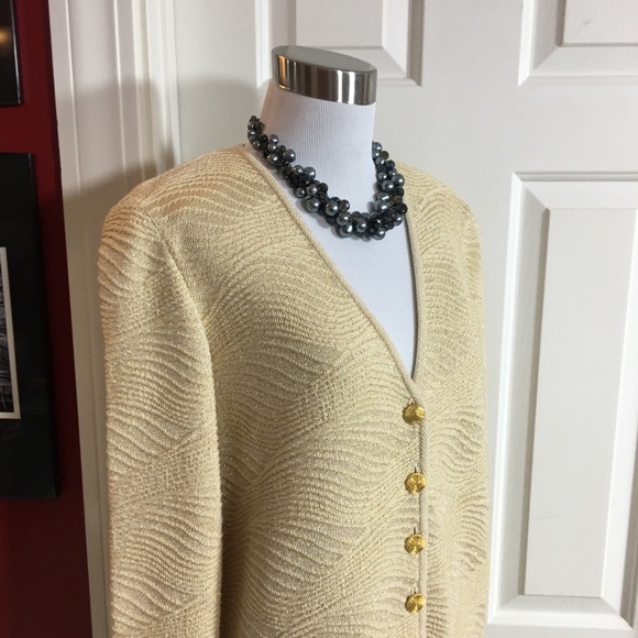ESCADA Gold Cardigan Sweater! Exceptional Luxury! Size Small Metallic Long - Picture 8 of 8